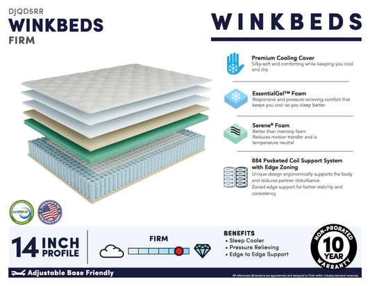 Wink Firm: Hotel Euro Top (832 Zoned Coil + Cooling) - 13.5"