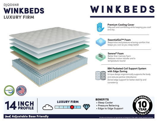 Wink Luxury: Hotel Firm Hybrid (882 Pocketed Coil + Serene) - 13.5"