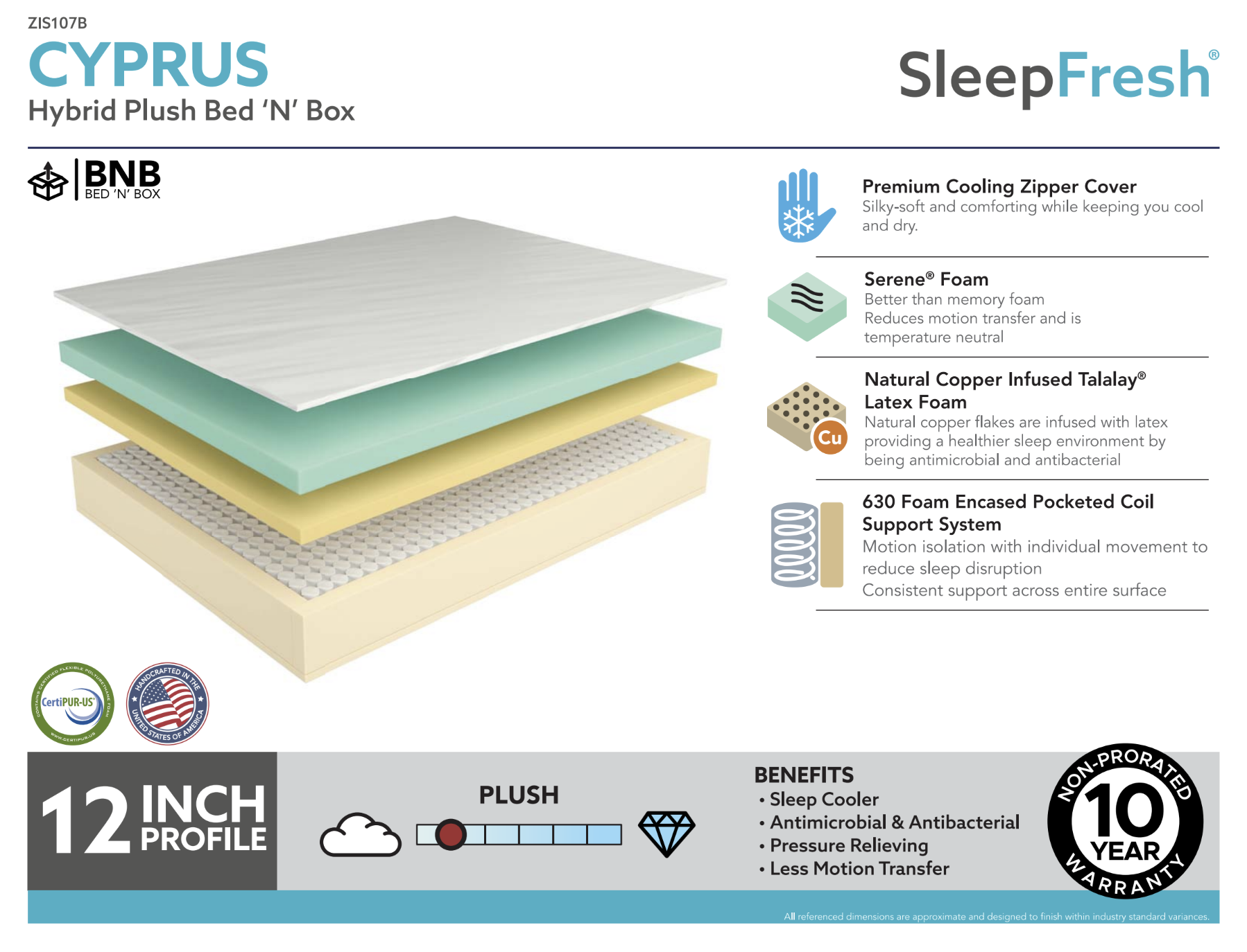 Cyprus: Hybrid Firm (Copper Talalay Latex + Serene® Foam) - 12